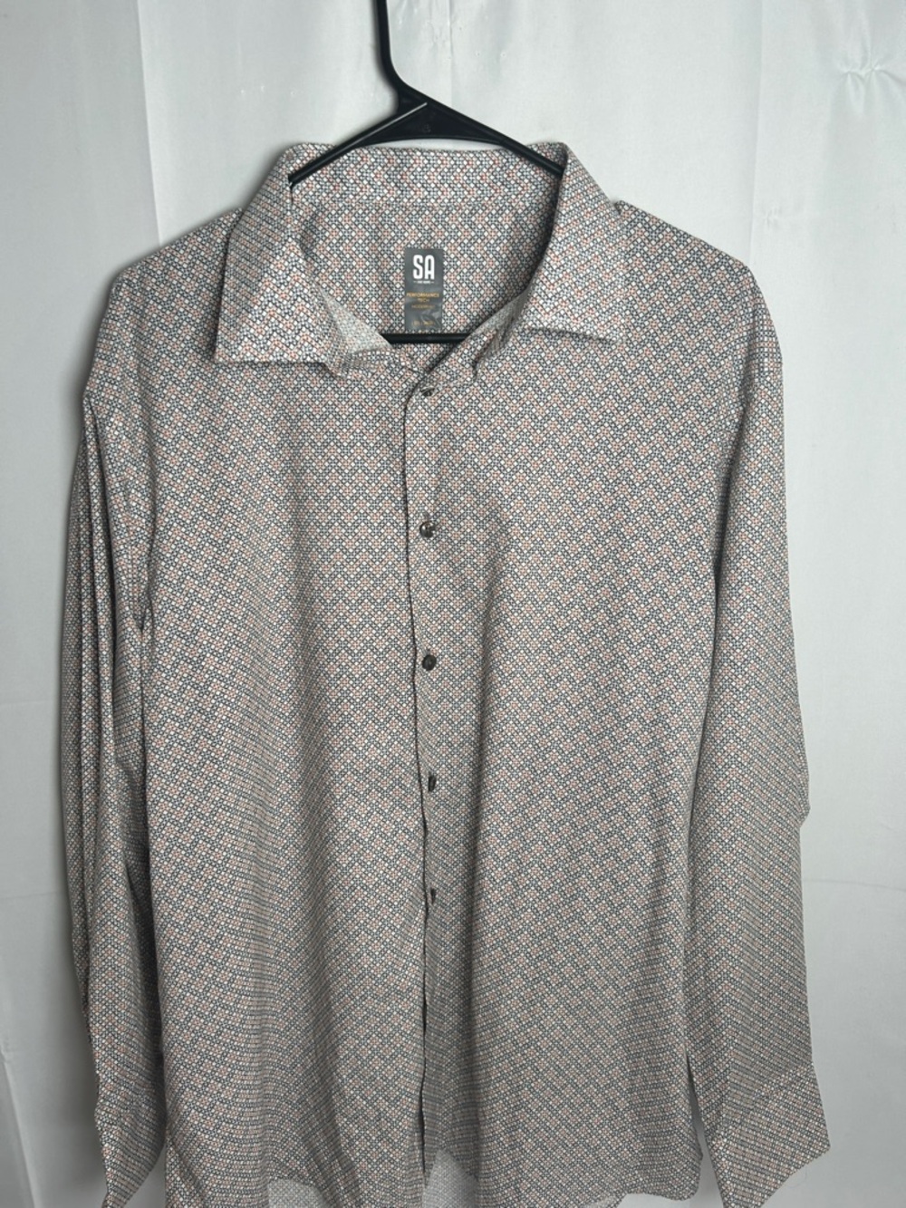 Stacy Adams Taupe & Blue Micro-Print Long Sleeve Button-Down Shirt